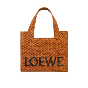 LOEWE - Small Loewe Font Tote In Raffia