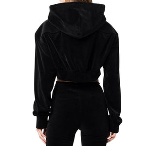 ALEXANDER WANG - Cropped Velour Hoodie