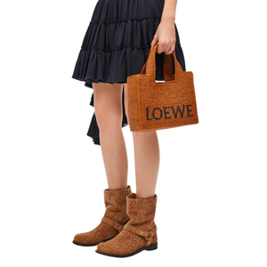 LOEWE - Small Loewe Font Tote In Raffia