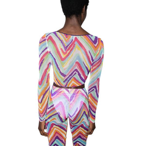 MISSONI - Abstract-print Cropped Mesh Top