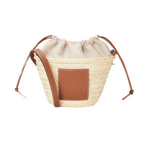LOEWE - Drawstring Bucket In Palm Leaf And Calfskin