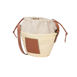 LOEWE - Drawstring Bucket In Palm Leaf And Calfskin