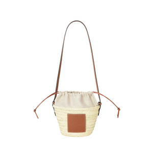 LOEWE - Drawstring Bucket In Palm Leaf And Calfskin