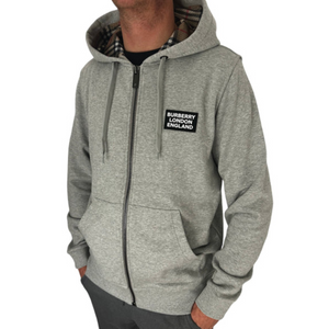 BURBERRY - Hove Mesh Check Logo Zip Up Hoodie