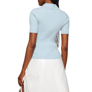 COURREGES - Iconic Rib Knit Polo Shirt
