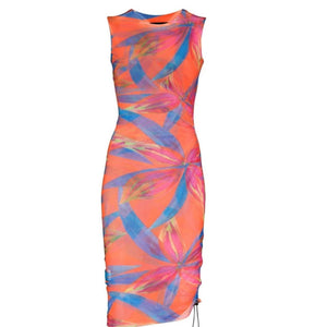 LOUISA BALLOU - Ruched Printed Mini Dress