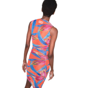 LOUISA BALLOU - Ruched Printed Mini Dress