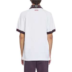 CASABLANCA - Chenille Collar White Raglan Polo
