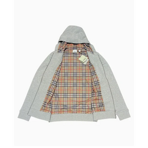 BURBERRY - Hove Mesh Check Logo Zip Up Hoodie