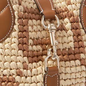 GUCCI - Leather-trimmed Logo-jacquard Raffia Tote