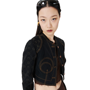 MARINE SERRE - Regenerated Denim Cropped Jacket
