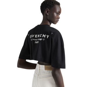 GIVENCHY - Logo Stamp Print Cropped T-Shirt