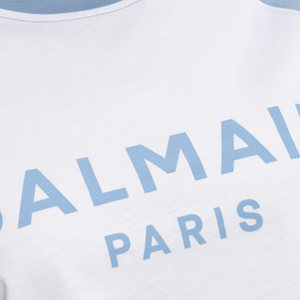 BALMAIN - Bicolor Cropped Balmain Paris T-Shirt