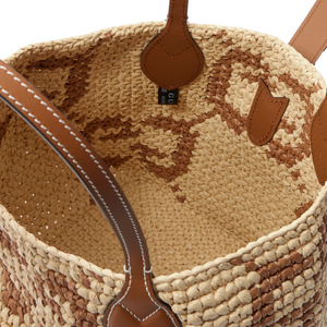 GUCCI - Leather-trimmed Logo-jacquard Raffia Tote