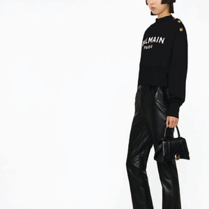 BALMAIN - Logo Print Cropped Sweatshirt